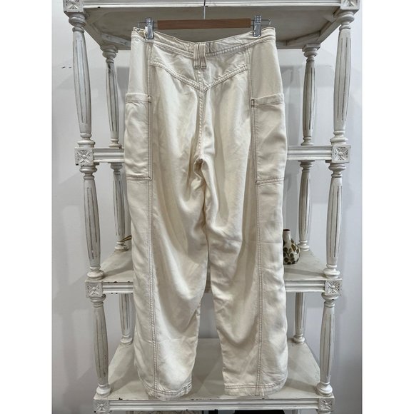 Free People Dunes Wide-Leg Jeans In Ivory Size 26 Retro Y2k Cargo Pants - Picture 6 of 6